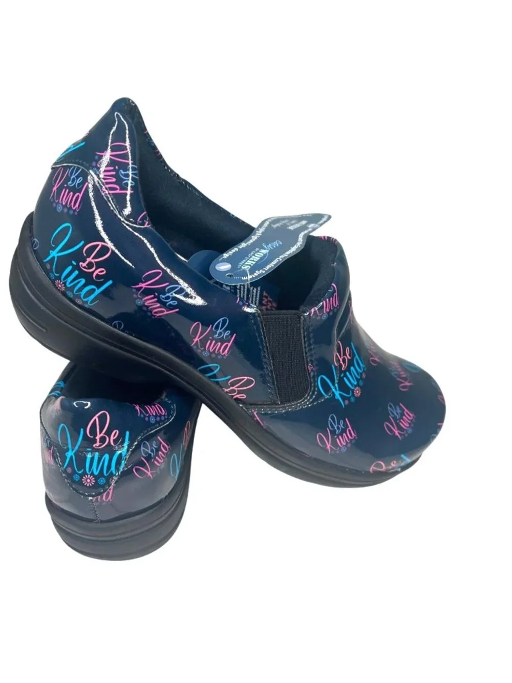 Easy Works Be Kind Clogs 6W Navy Pink Slip Resistant Nursing Comfort Shoes - Picture 9 of 14